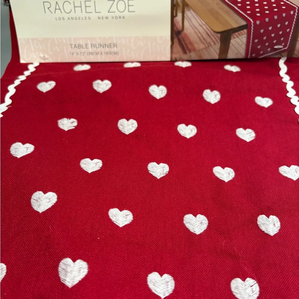 Rachel Zoe Burgundy Heart Table Runner